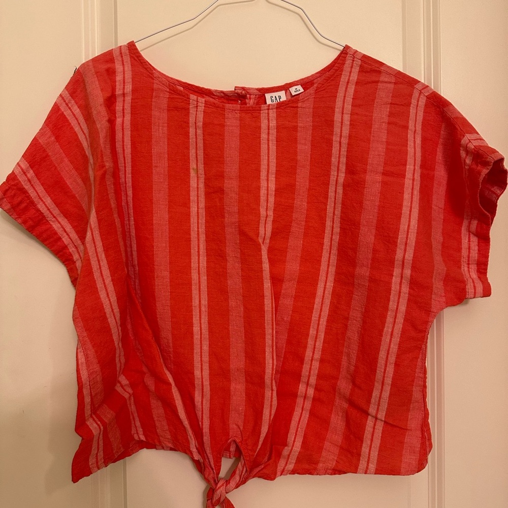 Gap, linen crop shirt with tie